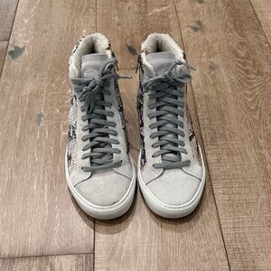 P448 Light Gray Suede High-Top Sneakers with Subtle Logo